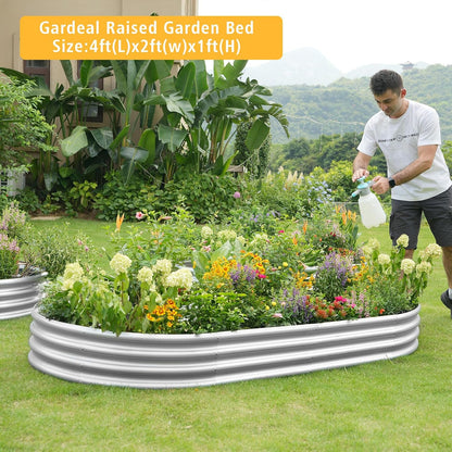 Garden Galvanized Raised Garden Bed Kit - Metal Planter Boxes for Vegetables/Herbs/Flowers, Heavy-Duty Steel Outdoor Garden Box with Reinforced Edges
