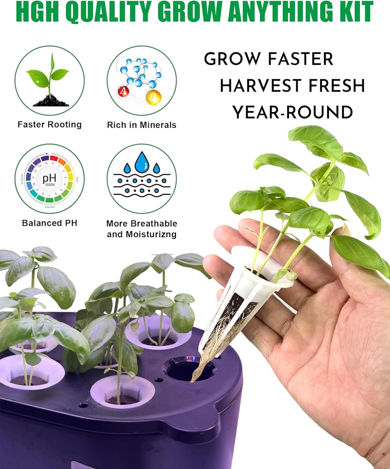 51Pcs Hydroponic Pods Kit：Supplies for Aerogarden Pods,12 Grow Sponges,12 Grow Baskets,12 Pod Labels,12 Grow Domes,with 200ml Plant Food Nutrient,1 Tweezers - Hydroponics Supplies for Most Brand