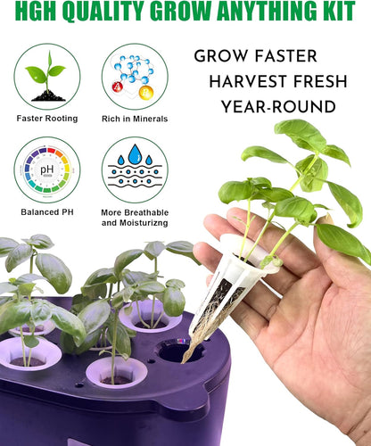 51Pcs Hydroponic Pods Kit：Supplies for Aerogarden Pods,12 Grow Sponges,12 Grow Baskets,12 Pod Labels,12 Grow Domes,with 200ml Plant Food Nutrient,1 Tweezers - Hydroponics Supplies for Most Brand