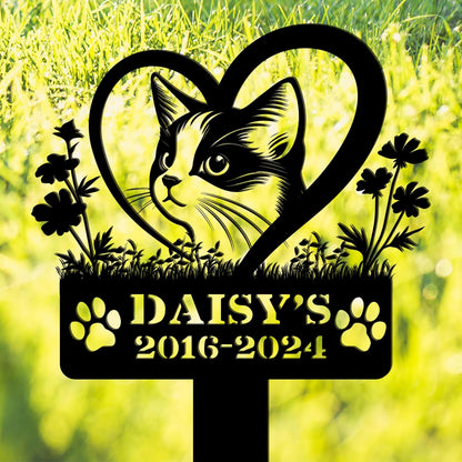 Custom Pet Grave Makers Cat Outdoor, Personalized Cat Memorial Headstones and Grave Makers for Pet Cemetery, Custom Name and Date Pet Tombstone Graveyard Different Sizes and Colors