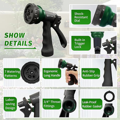 AUTOMAN Garden Hose Nozzle, 2 Pack Water Sprayer Nozzle with 7 Adjustable Watering Patterns,Slip Resistant Nozzle for Plants,Lawn,Washing Cars,Window Cleaning,Showering Pets & Outdoor Fun