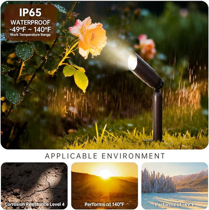 Outdoor Low Voltage Landscape Lighting - 12V Cast Aluminum Spot Lights with 5W 3000K Warm White LED Bulb Waterproof Spotlights Uplights with Wired Connectors for Yard Pathway Garden Tree Wall , 4 Pack