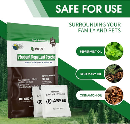 Rodent Repellent Pouches, Peppermint Oil, All Natural, Plant Powered, Repel Mice and Rat, Squirrels, Mouse Repellent, Keep Mice Out from Indoor/Car/RV/Boat/Garage/Cabin,20 Pouches (20 Pack)