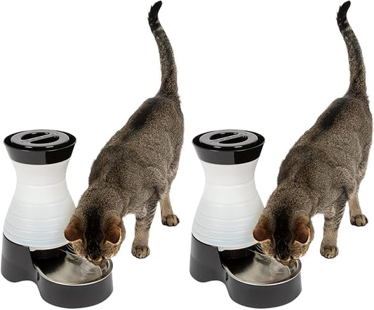 PetSafe Healthy Pet Water Station - Small, 64 oz Capacity - Gravity Pet Water Fountain, Automatic Cat Water Fountain, Dog Water Fountain, Water Dispenser - Removable Stainless Steel Bowl Included