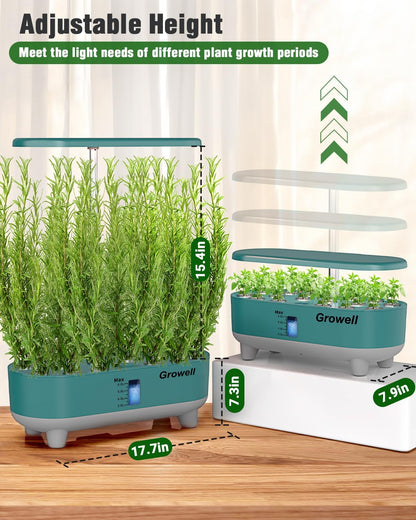 Hydroponics Growing System Kit, 16 Pods Indoor Garden with 28W Full Spectrum LED Grow Light, Auto Timer, 3 Smart Light Modes, 8L Large Herb Garden, Ideal Gardening Gift for Women, Men (Green)