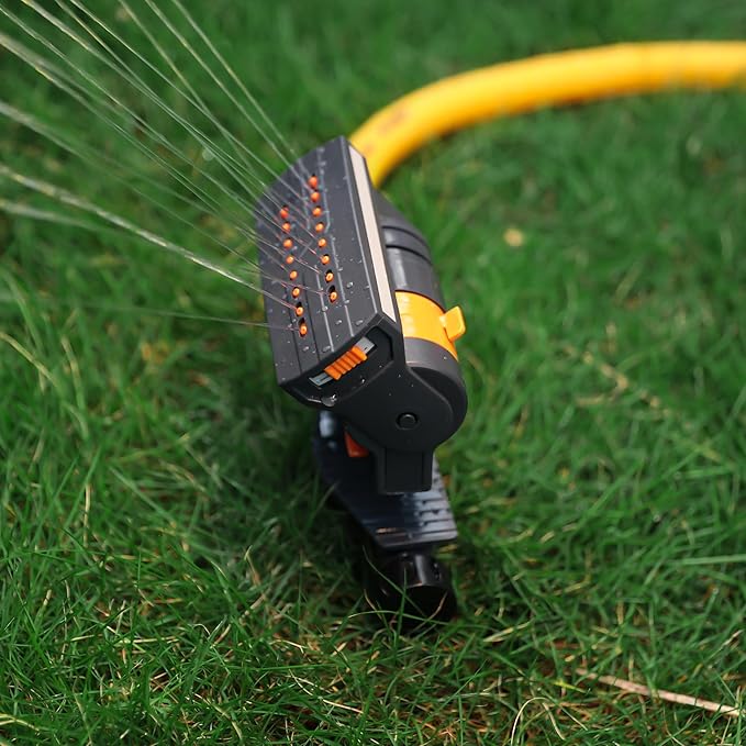 Stationary Yard Sprinklers, Oscillating Garden Sprinkler, 4 Modes Adjustable Lawn Sprinklers for Yard Large Area with 16 Spray Streams, Water Filter (Ground Spikes)