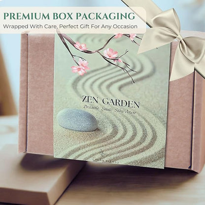 Zen Garden for Desk – Mini Japanese Rock Garden with Crystals, Bonsai Tree & Sand Tools,11x7.5in Stress Relief Desk Decor, Meditation & Relaxation Gift Set (Natural Bamboo)