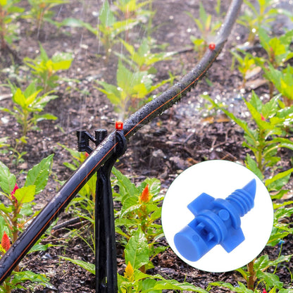 50-Pack Misting Nozzles, 90 Degree Irrigation Emitter Sprinklers for Garden/Plant/Lawn Water Irrigation System Barbed Refraction Atomizing Dripper [Blue]