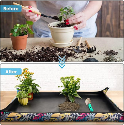 Extra Large Repotting Mat for Indoor Plants Transplanting and Dirt Control, Foldable Waterproof Succulent Potting Mat, Gardening Gifts for Plant Lovers (43.5"x29.5")