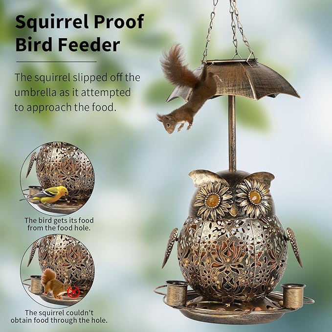 ZQMHJTSolar Bird Feeder,Squirrel Proof Bird feeders for Outdoors,Suitable for attracting Wild Birds Outdoors and Decorating Gardens
