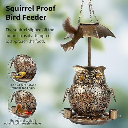 ZQMHJTSolar Bird Feeder,Squirrel Proof Bird feeders for Outdoors,Suitable for attracting Wild Birds Outdoors and Decorating Gardens