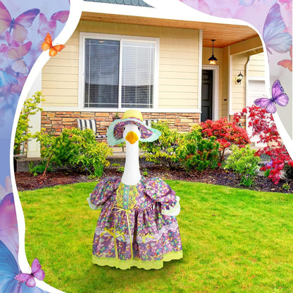 Suzile Porch Goose Outfit Pastel Butterfly Clothes for 23" High Cement or Plastic Goose Costume Dresses for Yard Lawn Outdoor Garden Patio Statue Holiday Spring Decor