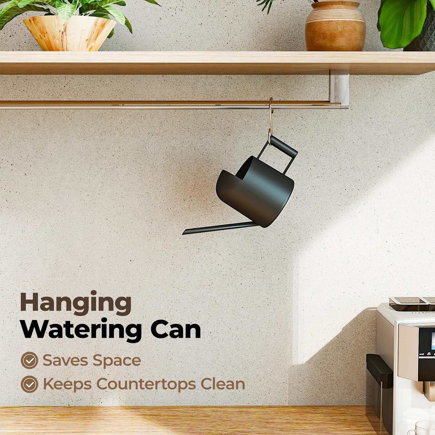 Bamworld Small Watering Can Indoor Outdoor Plant Black Metal Stainless Steel Long Spoutt Flowers Watering Cans for House Garden Plants 10OZ Watering Bottle Cute Decorative for Bonsai