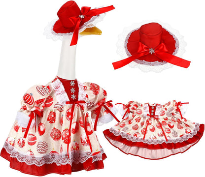 Suzile Christmas Ball Outfit Clothes for 23 Inch High Cement or Plastic Geese Ghost Lawn Porch Goose Clothes Christmas Costume