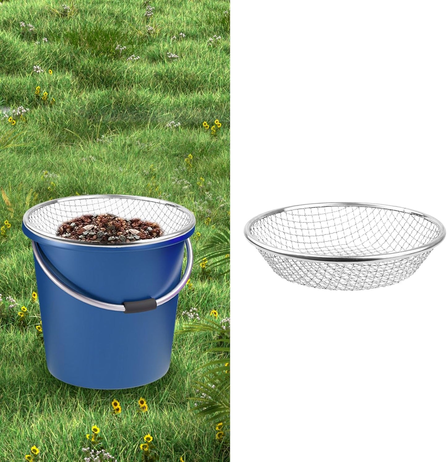 Soil, Sand, and Compost Sifter for Gardening – Sieve for Rocks, Dirt, and Organic Material – Fits 5-Gallon Buckets-3/8 in Aperture