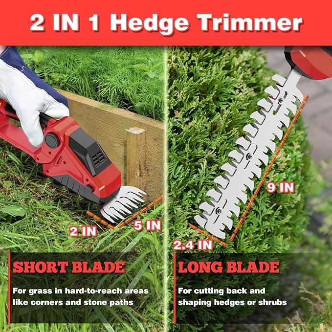 Cordless Hedge Trimmer for Milwaukee M18 Battery(No Battery),2200RPM Cordless Mini Grass Shears,2 in 1 Handheld Electric Hedge Trimmer/Grass Cutter,Shrub Trimmer Bush Trimmer for Gardening,Lawn,Yard