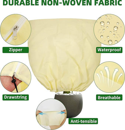 TCBWFY 95x80 Inch Huge Plant Covers Freeze Protection Frost Cloth for Outdoor Plants,2.82oz/yd² Thickened Winter Tree Covers with Zipper Drawstring,4 Pack Frost Blanket from Wind,Pest and Animal