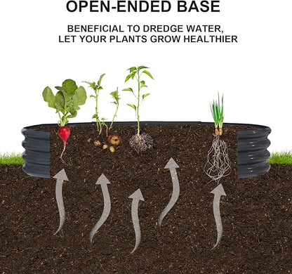 Raised Garden Bed Galvanized Planter Box Outdoor, Rot-Resistant Metal Garden Bed Planter for Vegetables Flower Herb (3- Grey)