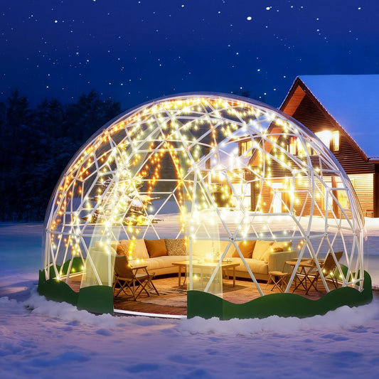Garden Dome Bubble Tent House Outdoor, Upgraded Geodesic Dome Greenhouse with Transparent PVC Cover, Weatherproof Greenhouse Suitable for Patio (GREEN-12FT)