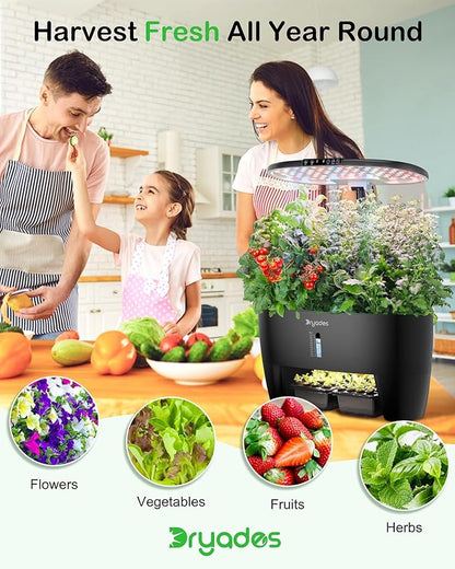 Hydroponic Growing System Kit 16 Pods, Smart Herb Garden with Sprout Mode Can Seedling in Advance & 24W Full Spectrum LED Grow Light, Indoor Garden Planter for Home/Office/School (Black)