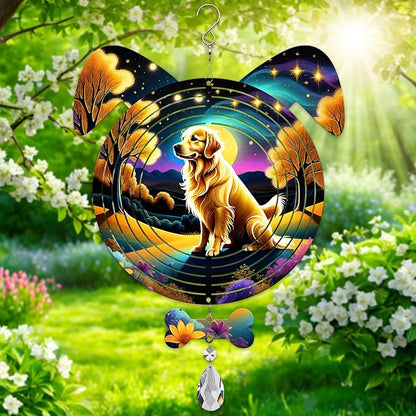 Golden Retriever Dog Ears Wind Spinner, Golden Retriever Wind Spinner Hanging for Yard and Garden