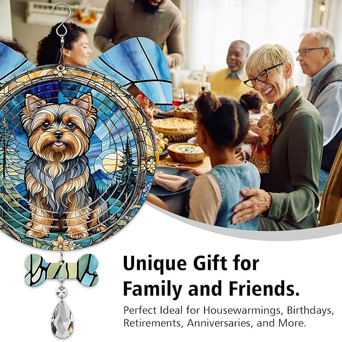 Yorkshire Terrier Dog Ears Wind Spinner, Yorkshire Terrier Wind Spinner Hanging for Yard and Garden (Yorkshire Terrier)