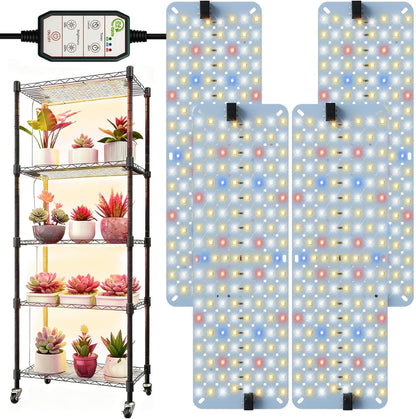 GHodec 40W Panel Grow Lights for Indoor Plants,544LEDs Full Spectrum Grow Lights for Under Cabinet Plant, Grow Lamp with 4/8/12H Timer,5 Dimmable Levels for Plants Growing (4Pack)