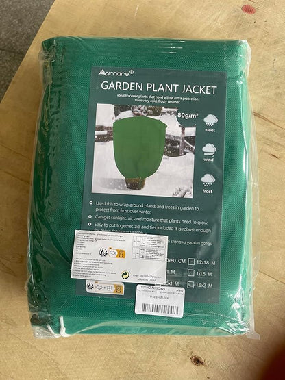 Abimars Thicker Plant Covers Freeze Protection Jacket 2.36 oz/yd², 5.2'x6.5' Reusable Winter Plant Covers with Drawstring & Zipper, 2 Pack Light, Porous Fabric for Plant Breathing