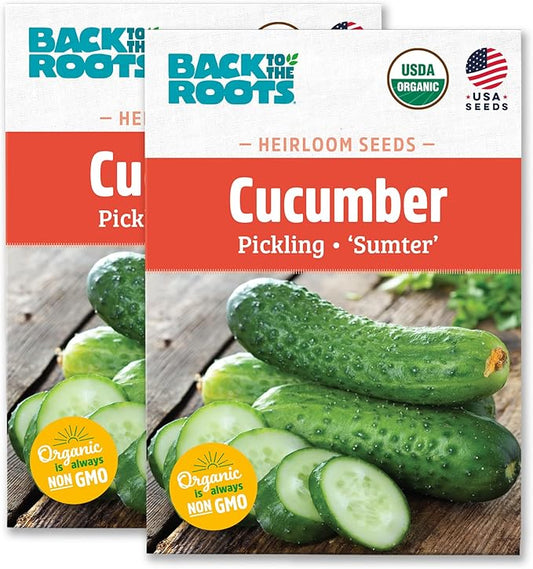 Back to The Roots 100% Organic Heirloom Seeds - Pickling Cucumber Seeds for Planting Value Pack (3g Total)
