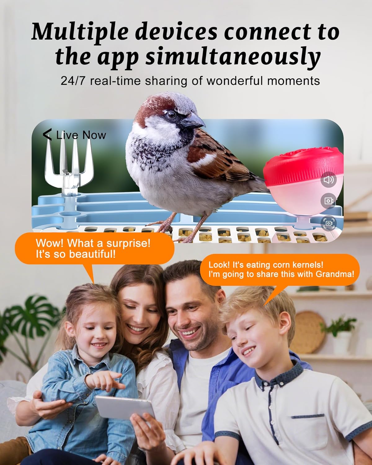 Smart Bird Feeder with Camera - 2.5K HD Bird Feeder Cameras Solar Powered, AI Birds Identification via App WiFi Outdoor Waterproof Birdhouse Watch Night Vision, 4000mAh Battery, Gift for Birdlovers