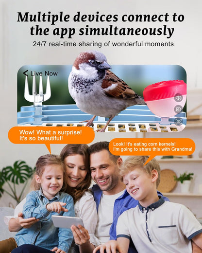 Smart Bird Feeder with Camera - 2.5K HD Bird Feeder Cameras Solar Powered, AI Birds Identification via App WiFi Outdoor Waterproof Birdhouse Watch Night Vision, 4000mAh Battery, Gift for Birdlovers