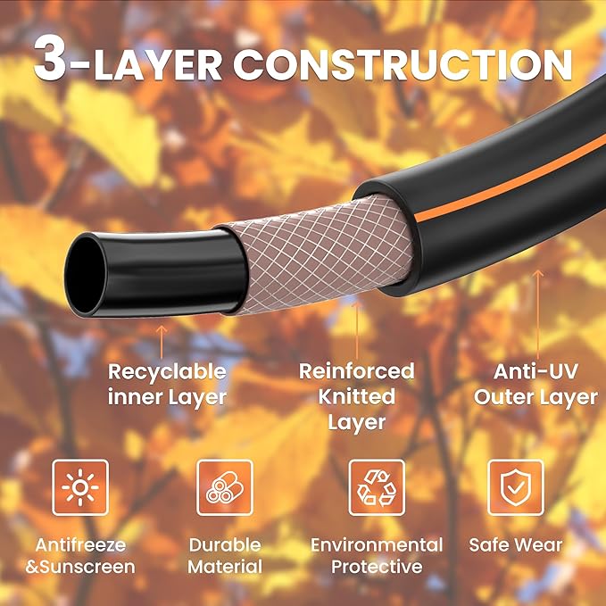 Giraffe Tools Garden Leader Hose 5/8 inch x 2.5ft, Short Water Hose Heavy Duty, Flexible, Lightweight Hybrid Hose with Bend Protection, Male to Female Fittings