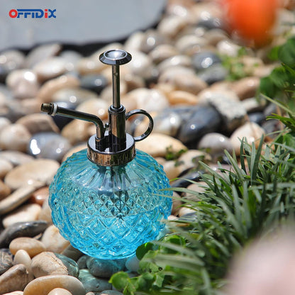 OFFIDIX Glass Plant Mister, 300ML Vintage Spray Bottle Plant Spritzer with Top Pump Fine Mist,Small Decorative Watering Can for Indoor Outdoor Succulent and Other Live Plants (Light Blue)