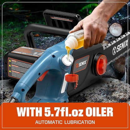 SENIX Electric Chainsaw, 18" Corded Chainsaw,15 Amp Chain Saw for Wood Cutting, Tree Trimming, Garden Tool for Pruning, Branch Cutting, Yard, Fathers Day Gift for Men,Gardener, CSE15-M