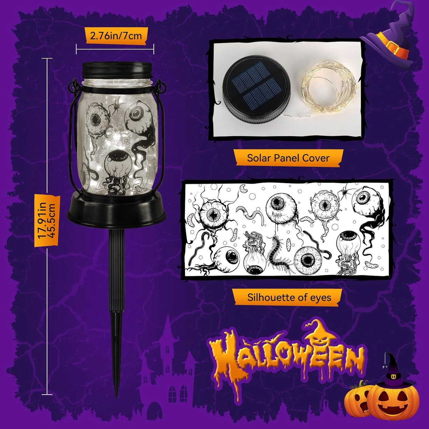 kyoryuger Halloween Decorations Halloween Decor Eyeballs Solar Lanterns Eyeball Decorations Outdoor Lights Solar Garden for Yard, Patio,Backyard,Porch Torches Light