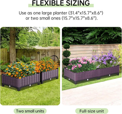 Raised Garden Bed Garden Planter Box with Drainage Holes, Plastic Raised Beds for Gardening Vegetables Herb Flowers,Garden Beds Outdoor for Garden Patio Deck Balcony