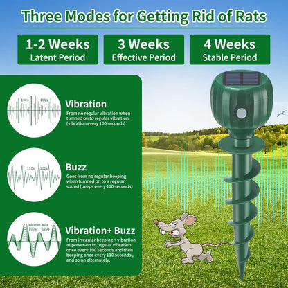 Solar Powered Mole Repellent, 6 Pack Ultrasonic Snake Repellent Outdoor, Waterproof Screw Shape Sonic and Vibration Mole Deterrent Stakes, Get Rid of Voles, Gophers, Groundhogs for Lawns & Garden