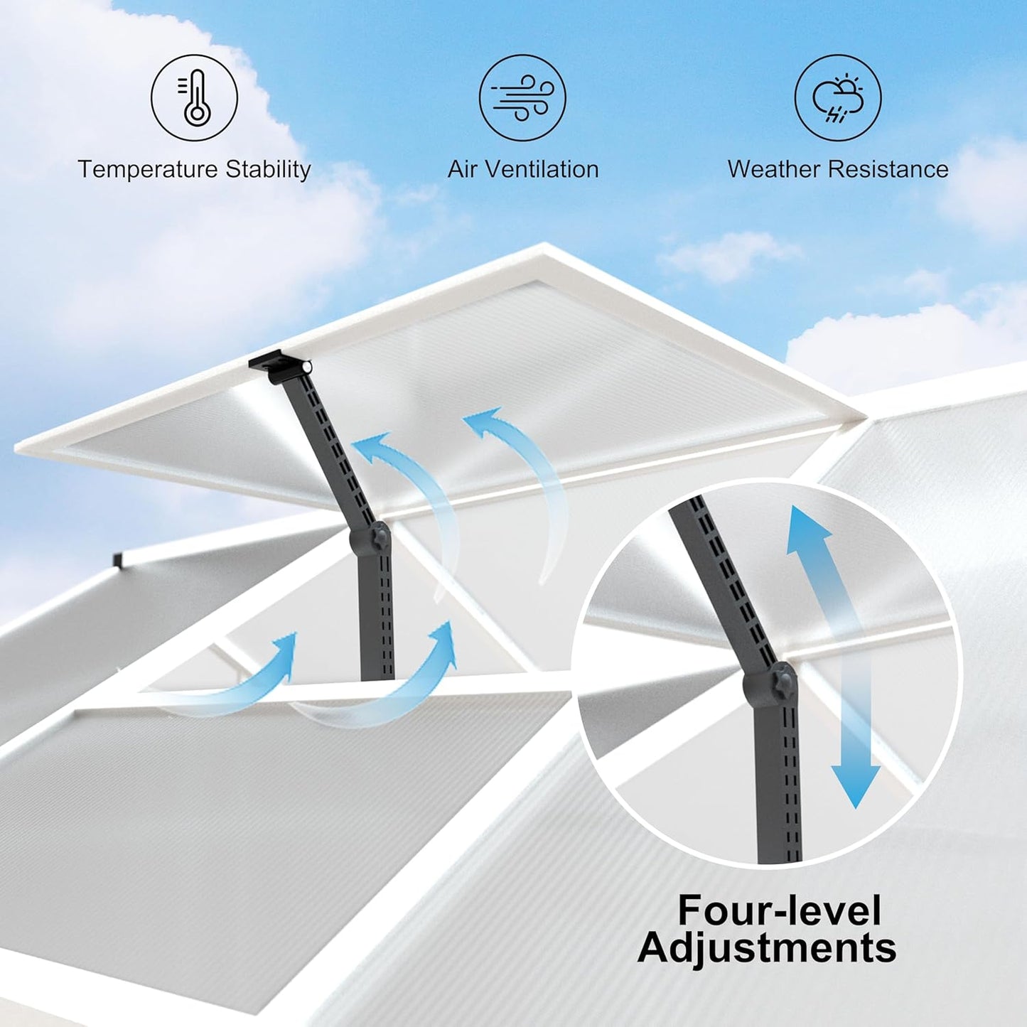 BlueWish 6x10 FT Greenhouses for Outdoors, Cedar Green House with 4-Layers Polycarbonate Panel, Greenhouse Kit with Adjustable Vent & Lockable Door, Walk-in Greenhouse for Outside, Garden, White