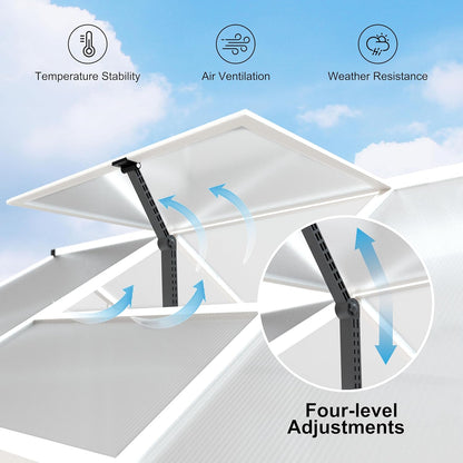 BlueWish 6x10 FT Greenhouses for Outdoors, Cedar Green House with 4-Layers Polycarbonate Panel, Greenhouse Kit with Adjustable Vent & Lockable Door, Walk-in Greenhouse for Outside, Garden, White