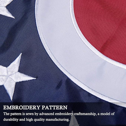 Ohio State 3x5 ft OH Flag - Heavy Duty 210D Nylon with Embroidered Stars - Outdoor/Indoor All Weather Burgee Flag with Strong Canvas Header/Brass Grommets/Sewn Stripes