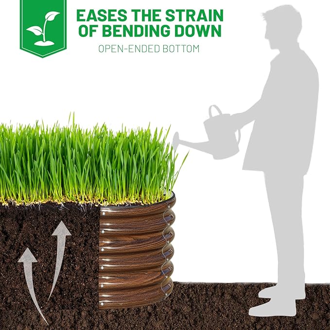 SnugNiture 4x2x1.5ft Raised Garden Bed Outdoor, 17" Tall Galvanized Metal Planter Box, Raised Garden Bed Kit for Planting Vegetables Plants Fruits, Brown