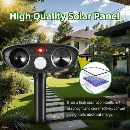 2025 2Pack Deer Repellent Device Ultrasonic Animal Repellent Outdoor Solar Animal Repeller with Motion Detection Cat Deterrent Outdoorto Scare Raccoon Dog Coyote Squirrel Skunk Fox Rabbit