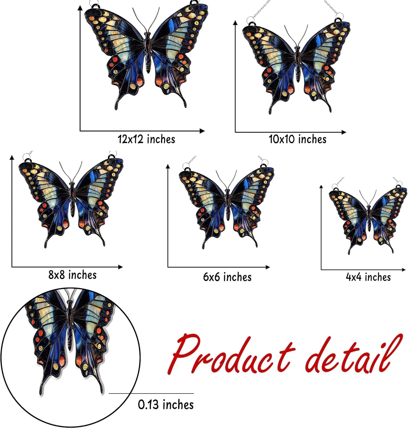 Midnight Butterfly Acrylic Suncatcher Stained Glass Effect Window Car Hanging Christmas Ornament Indoor Outdoor Decor Garden Sun Catcher Panel for Butterfly Lover for Women Mom Grandma