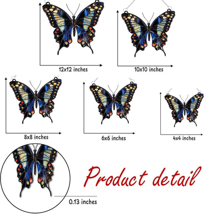 Midnight Butterfly Acrylic Suncatcher Stained Glass Effect Window Car Hanging Christmas Ornament Indoor Outdoor Decor Garden Sun Catcher Panel for Butterfly Lover for Women Mom Grandma