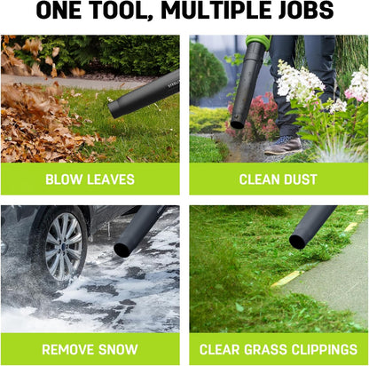 STEELITE Leaf Blower 21V, Electric Leaf Blower Cordless with 2 x 4.0Ah Battery and Charger, Powerful Battery Blower for Lawn Care, Patio Cleaning and Dust