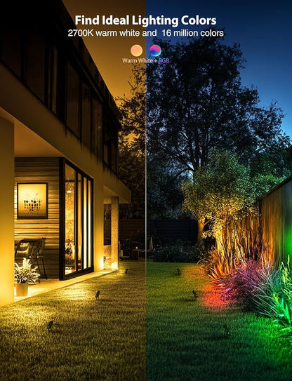 Onforu LED Flood Light Outdoor 25W 2000LM, Color Changing Led Stage Lights Bluetooth APP Control Uplighting, 2 Pack 2700K RGBW Uplights for Events, Spot Lights 16 Million Colors Music Sync, IP66