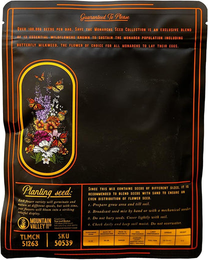 Wildflower Seeds Bulk – National Wildflower Seed Collection – Perennial Wildflowers Mix – Flower Seeds for Planting – Wild Flowers (Save The Monarchs)