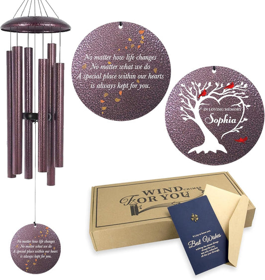 Personalized Cardinal Sympathy Wind Chimes, Deep Tone 30/36/45 inch Wind Chimes Sympathy Gifts for Loss of Loved One, in Loving Memory Windchimes for Loved Ones Lost, Garden Decor