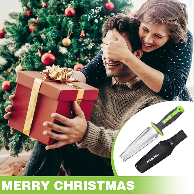 WORKPRO Hori Hori Garden Knife, Garden Tools with Oxford Sheath, 7" Stainless Steel Blade with Cutting Edge, Multi-Purpose Weed Puller tool with Hanging Hole for Planting, Weeding, Digging