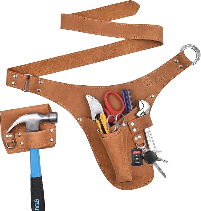 Leather Garden Tool Belt for Men Women | Gardening Tool Pouch | Gardener Apron | Holster Pouch | Tool Belt Bag Organizers | Florist Belt, Electrician, Carpenter, Framer, Landscaper